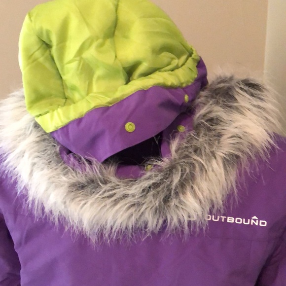 Outbound Ski Winter Hooded Jacket Purple with Green Size Large - Picture 6 of 10